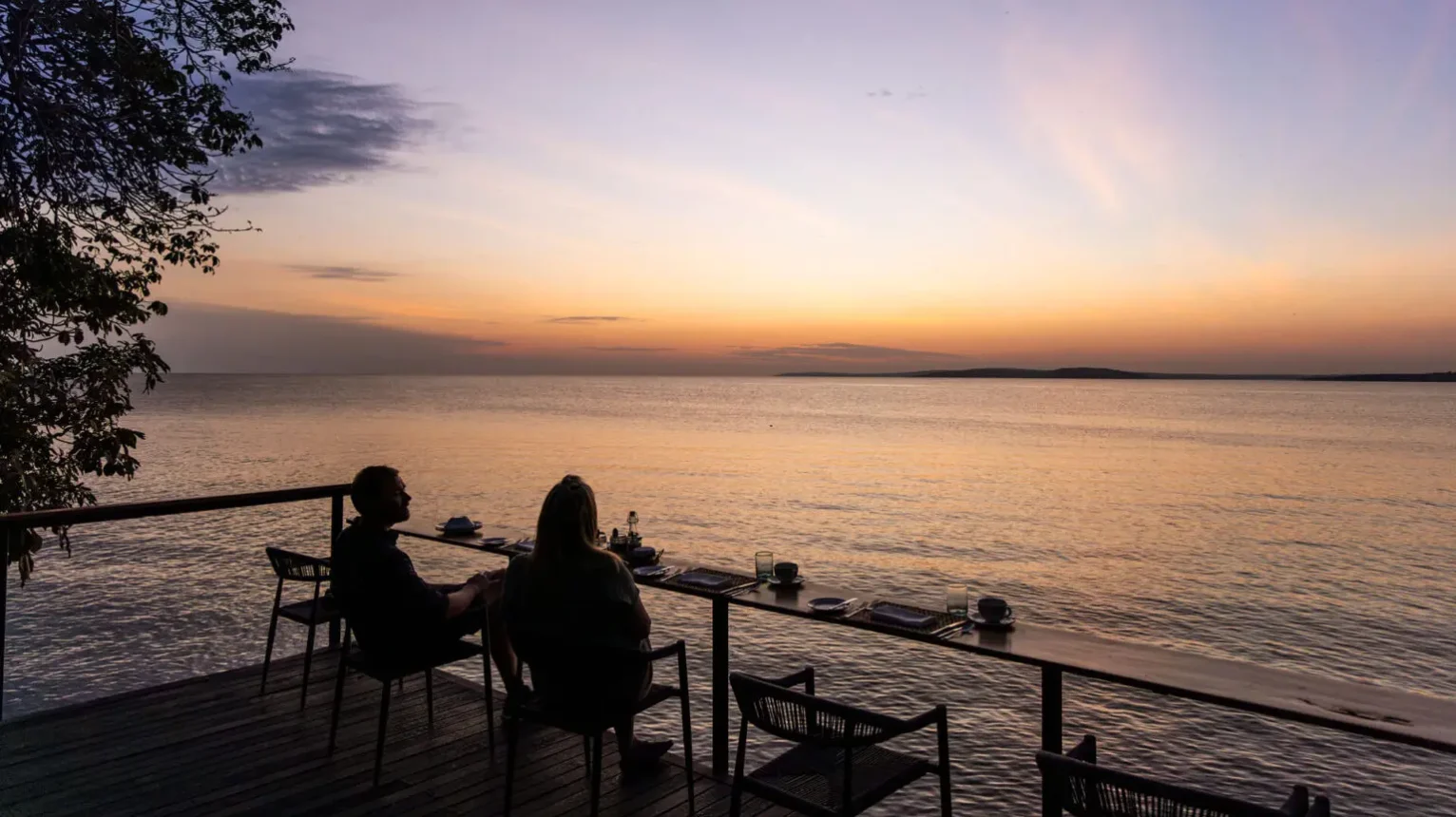 Asilia-Guests-at-Sunrise-at-Rubondo-Island-Camp